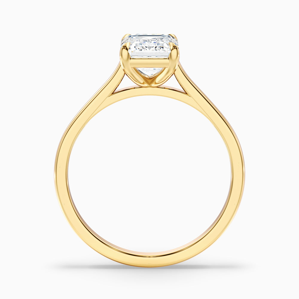 Lea 1 Carat Emerald Cut Solitaire Moissanite Diamond Ring - Side View