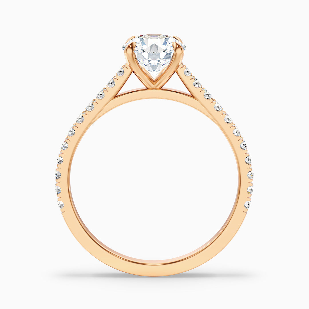 Zola 2 Carat Round Side Stone Pave Lab Grown Engagement Ring in 14k Yellow Gold - Side View