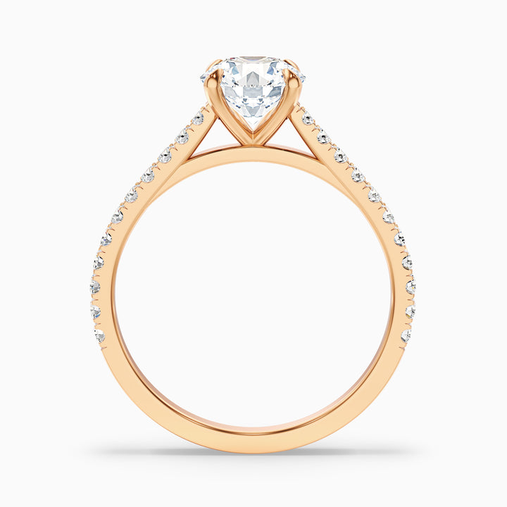 Zola 4 Carat Round Side Stone Pave Lab Grown Engagement Ring in 14k Yellow Gold - Side View