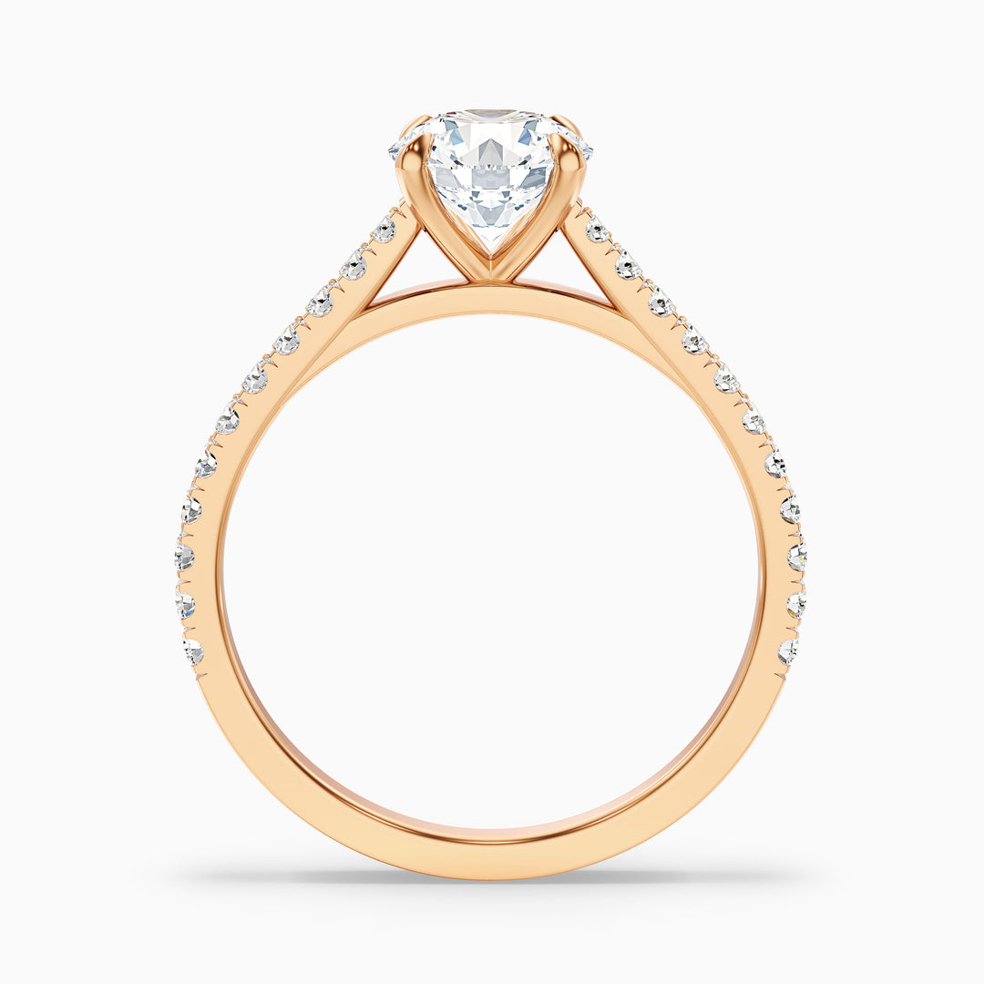 Zola 3.5 Carat Round Side Stone Pave Lab Grown Engagement Ring in Platinum - Side View