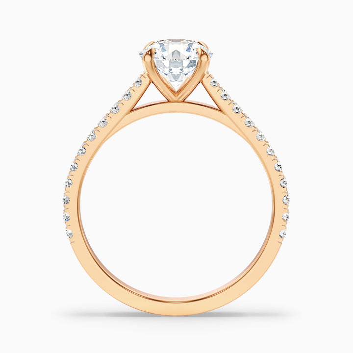 Zola 3.5 Carat Round Side Stone Pave Lab Grown Engagement Ring in Platinum - Side View