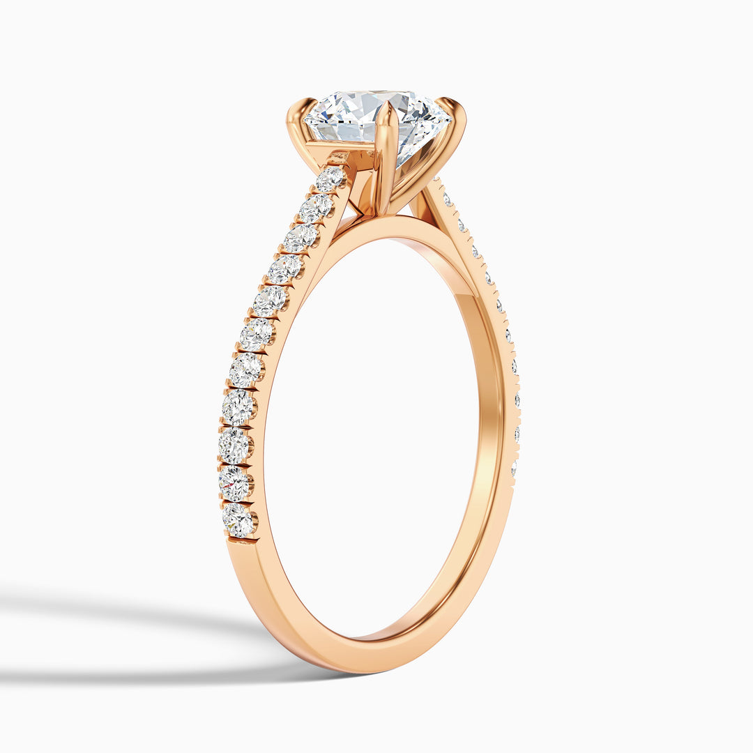 Zola 1.5 Carat Round Side Stone Pave Lab Grown Engagement Ring in 18k Rose Gold - Detail View