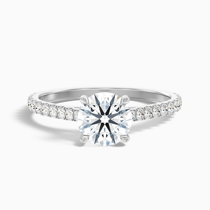 Zola 3.5 Carat Round Side Stone Pave Lab Grown Engagement Ring in Platinum - Front View