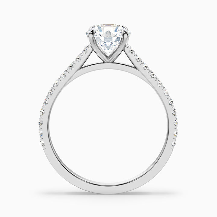 Zola 3.5 Carat Round Side Stone Pave Lab Grown Engagement Ring in Platinum - Side View