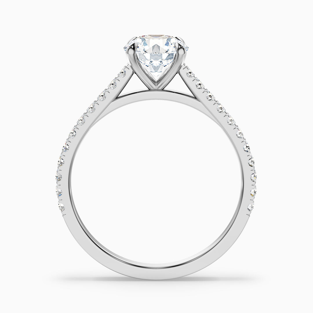 Zola 3 Carat Round Side Stone Pave Lab Grown Engagement Ring in 10k White Gold - Side View