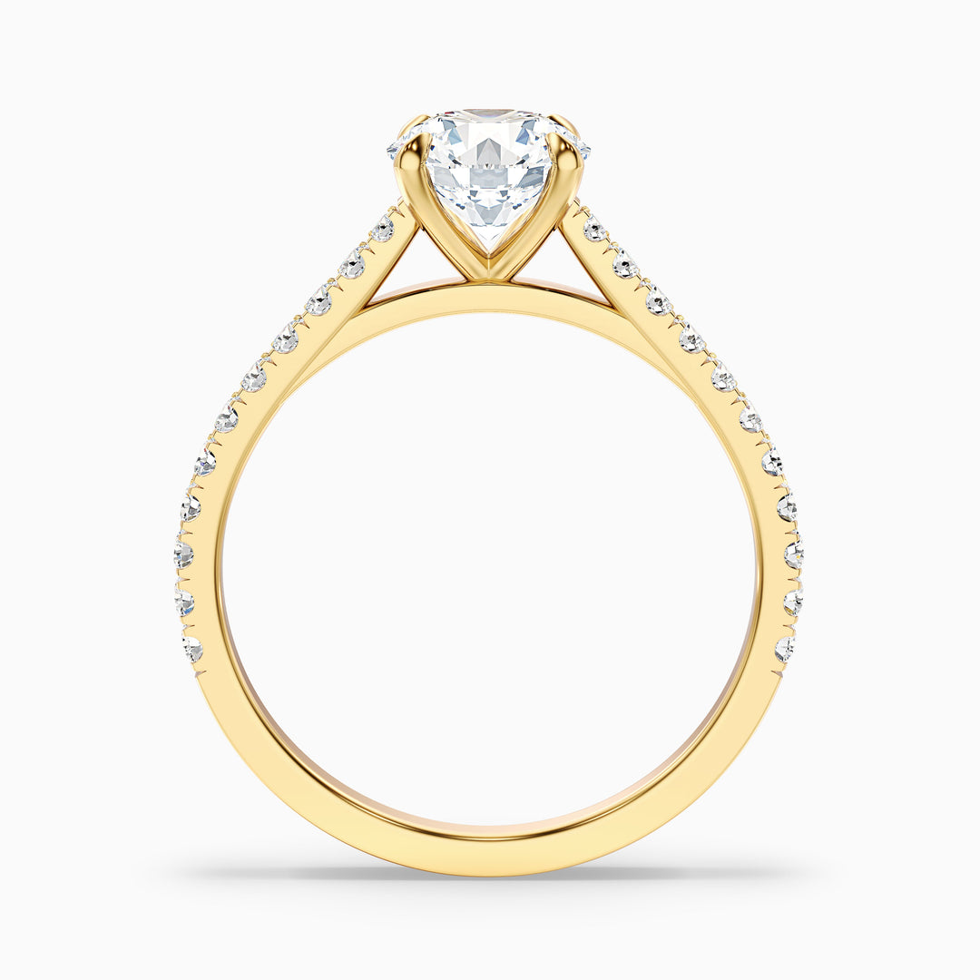 Zola 1.5 Carat Round Side Stone Pave Lab Grown Engagement Ring in 10k Yellow Gold - Side View