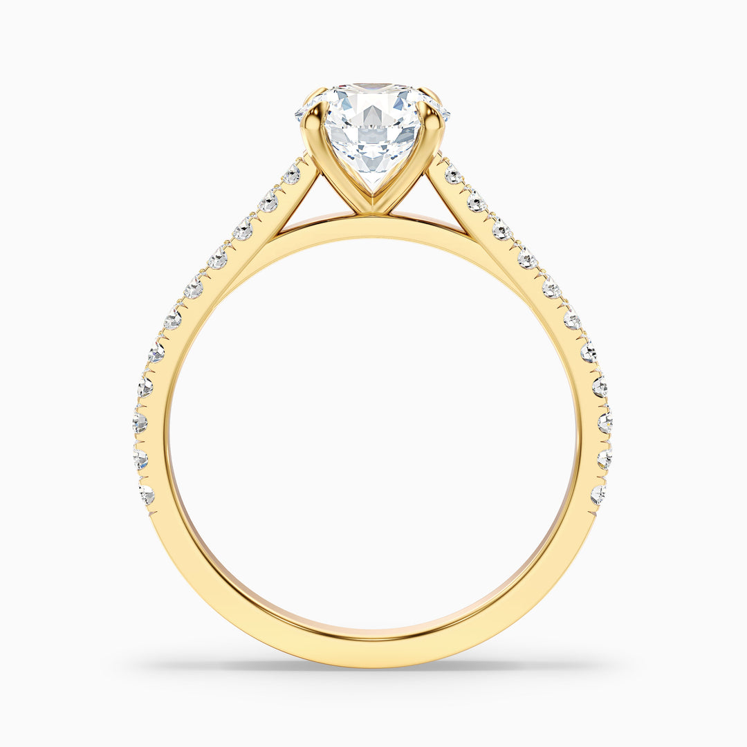 Zola 3.5 Carat Round Side Stone Pave Lab Grown Engagement Ring in Platinum - Side View