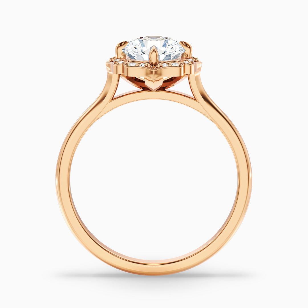 ruth 6 carat round halo moissanite engagement ring in 10k rose gold -  Side View