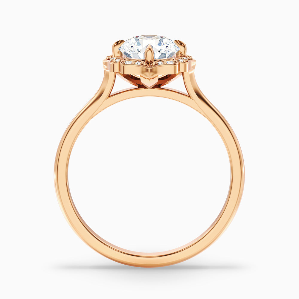 ruth 6 carat round halo moissanite engagement ring in 18k rose gold -  Side View