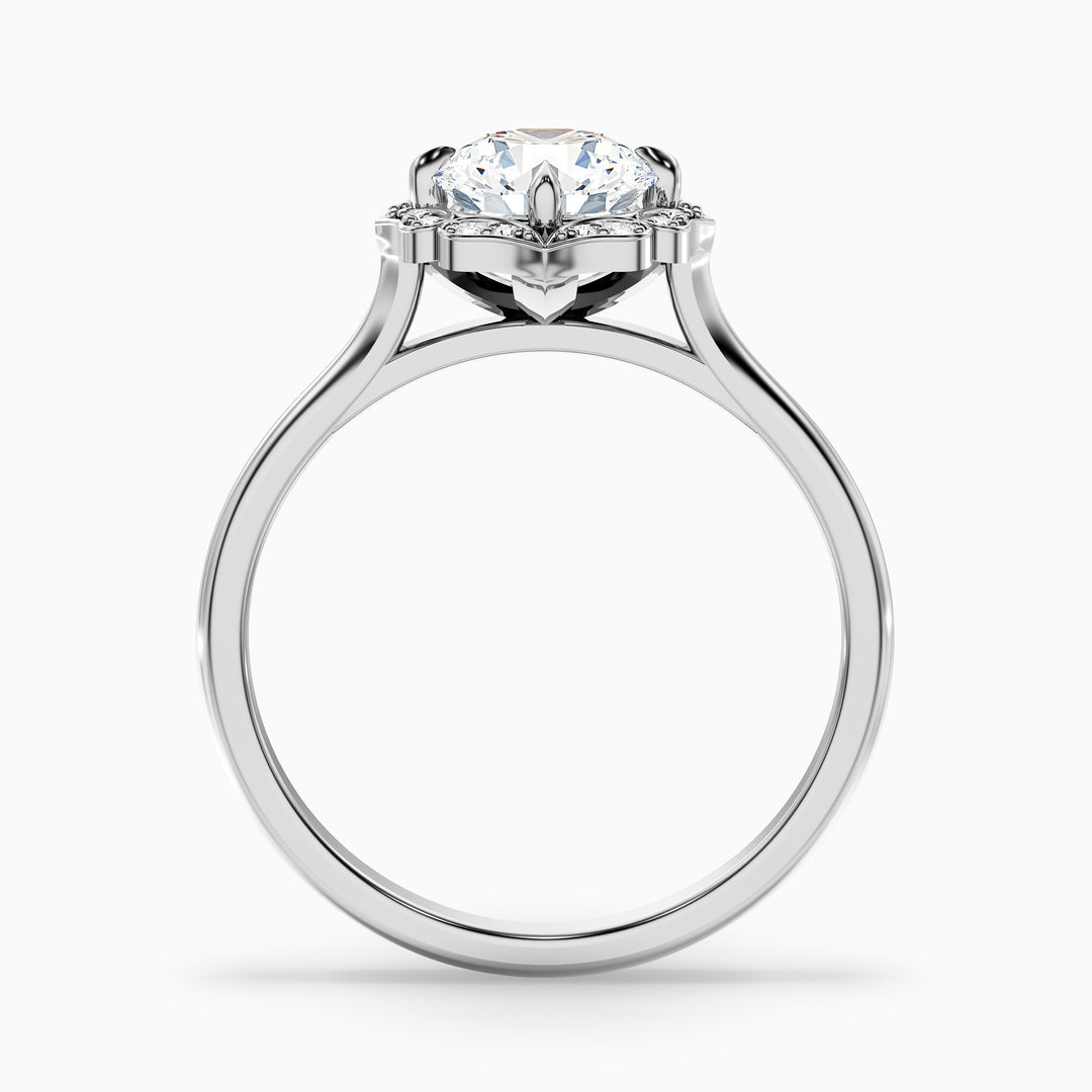 ruth 6 carat round halo moissanite engagement ring in platinum -  Side View