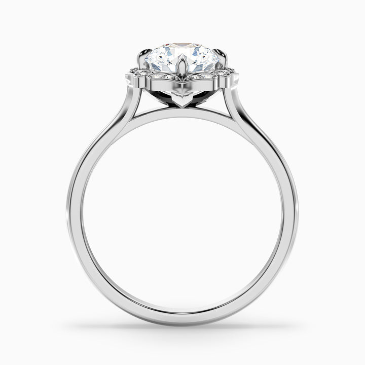 ruth 6 carat round halo moissanite engagement ring in platinum -  Side View