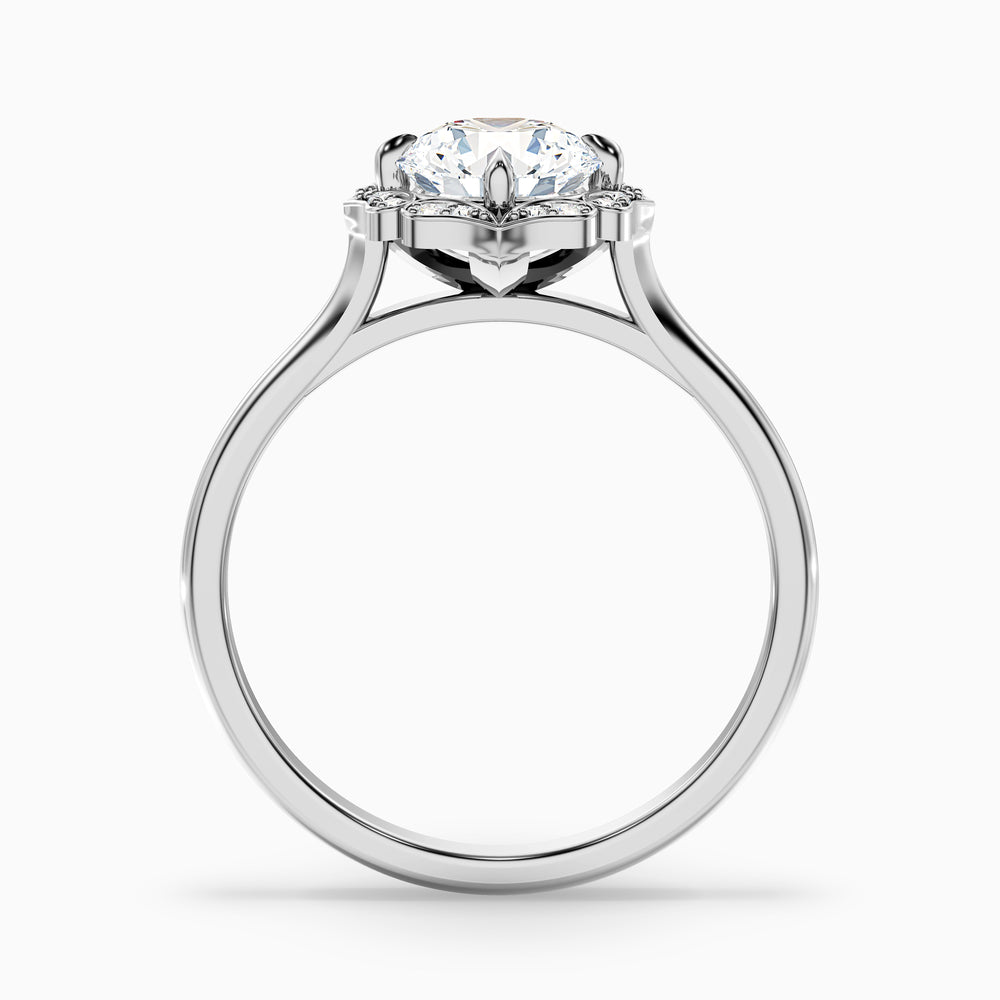 Nyla 1 Carat Round Halo Lab Grown Engagement Ring in 10k White Gold - Side View