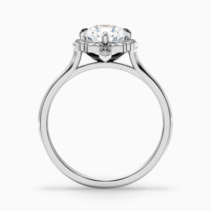 Nyla 1 Carat Round Halo Lab Grown Engagement Ring in Platinum - Side View