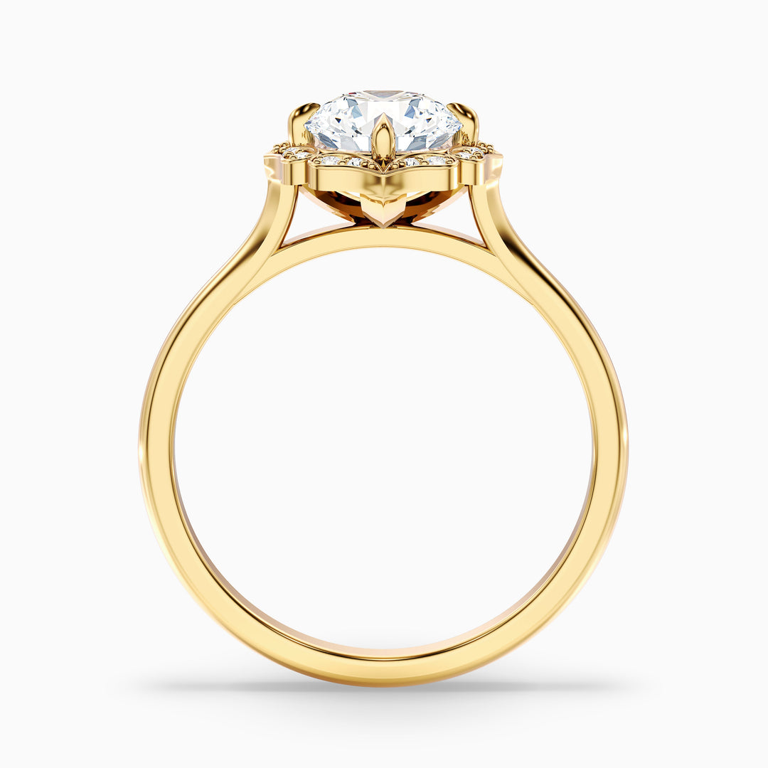 Nyla 4 Carat Round Halo Lab Grown Engagement Ring in 10k Yellow Gold - Side View