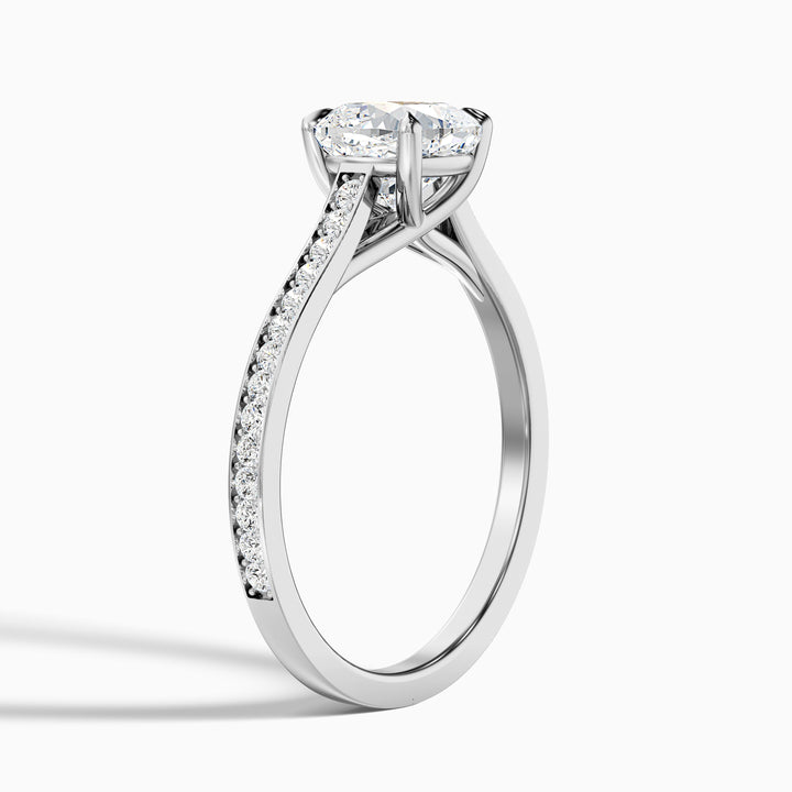 riya 10 carat cushion cut solitaire pave moissanite diamond ring in 925 sterling silver - Detail View
