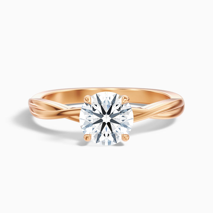 Zoya 1 Carat Round Solitaire Twisted Band Lab Grown Engagement Ring in 18k Rose Gold - Front View