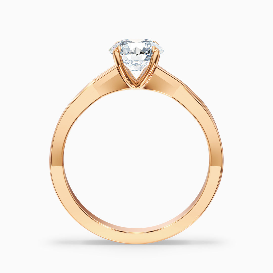 Zoya 3 Carat Round Solitaire Twisted Band Lab Grown Engagement Ring in 10k Rose Gold - Side View