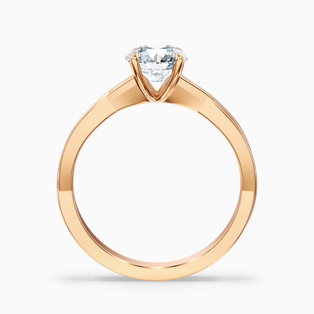 Zoya 1 Carat Round Solitaire Twisted Band Lab Grown Engagement Ring in 10k Rose Gold - Side View