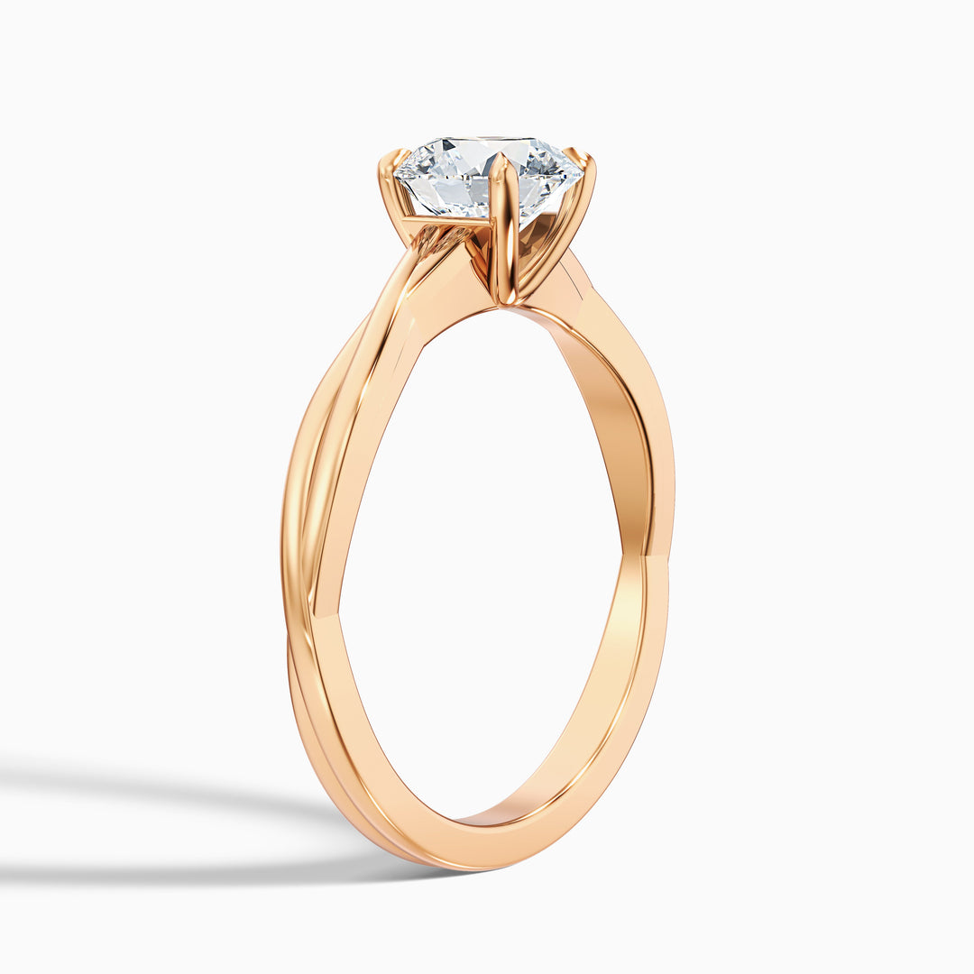 Zoya 4.5 Carat Round Solitaire Twisted Band Lab Grown Engagement Ring in 18k Rose Gold - Detail View