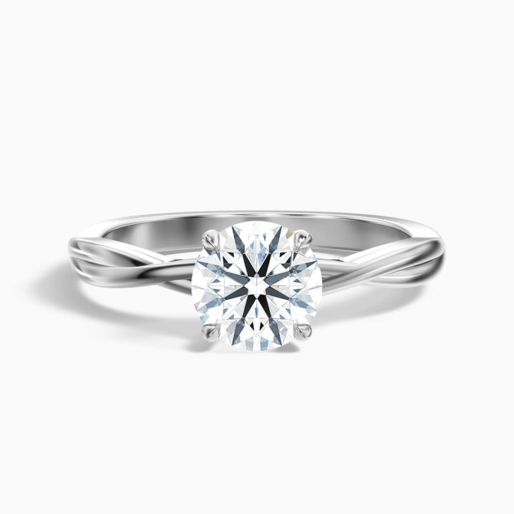 rita 7 carat round solitaire moissanite diamond ring in 925 sterling silver - Front View