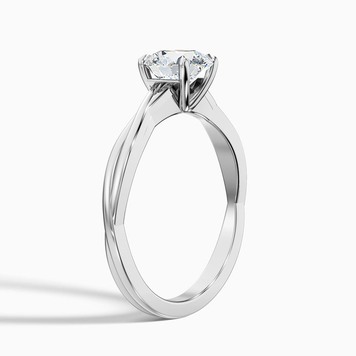 Zoya 5 Carat Round Solitaire Twisted Band Lab Grown Engagement Ring in 10k White Gold - Detail View