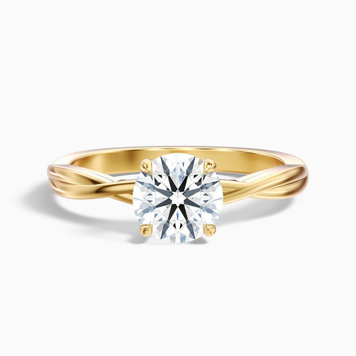 Zoya 2.5 Carat Round Solitaire Twisted Band Lab Grown Engagement Ring in 10k Yellow Gold - Front View