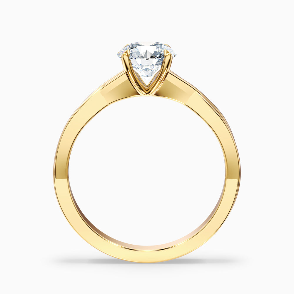 Zoya 5 Carat Round Solitaire Twisted Band Lab Grown Engagement Ring in 18k Yellow Gold - Side View