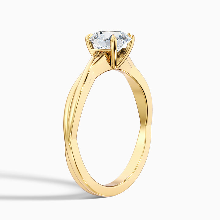 Zoya 2.5 Carat Round Solitaire Twisted Band Lab Grown Engagement Ring in 18k Yellow Gold - Detail View