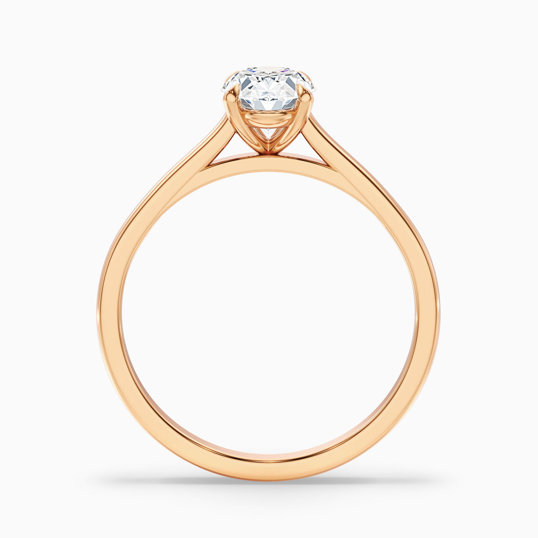 Rose 3 Carat Oval Solitaire Lab Grown Engagement Ring in 10k Rose Gold - Side View