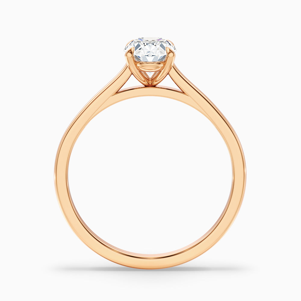 Rose 2.5 Carat Oval Solitaire Lab Grown Engagement Ring in 14k Rose Gold - Side View