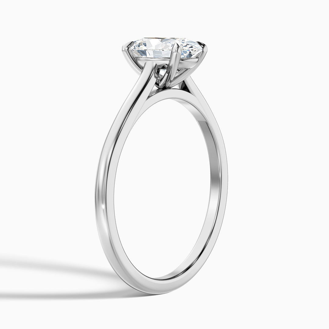 Rose 2 Carat Oval Solitaire Lab Grown Engagement Ring in 18k White Gold - Detail View