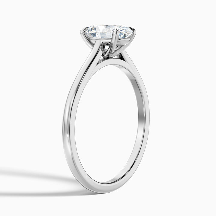 Rose 1.5 Carat Oval Solitaire Lab Grown Engagement Ring in Platinum - Detail View