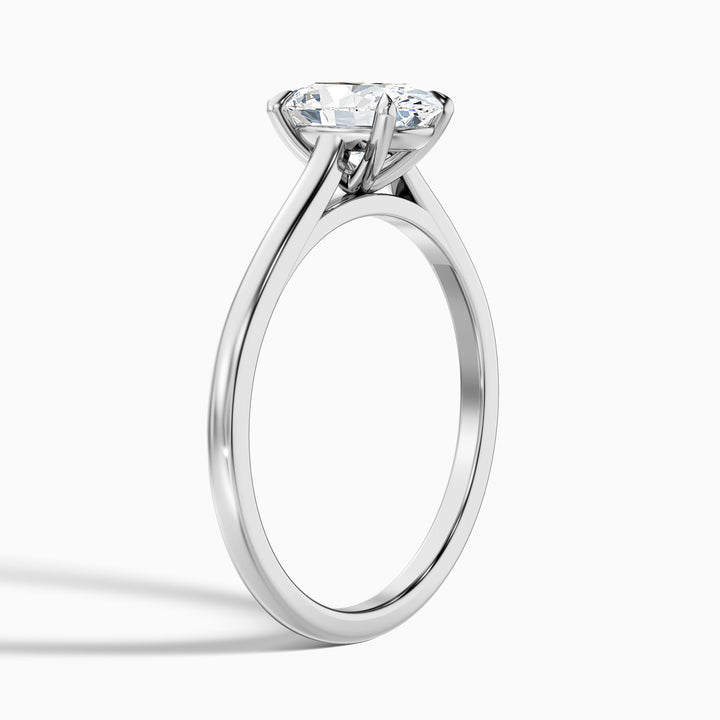 Rose 2.5 Carat Oval Solitaire Lab Grown Engagement Ring in 10k White Gold - Detail View