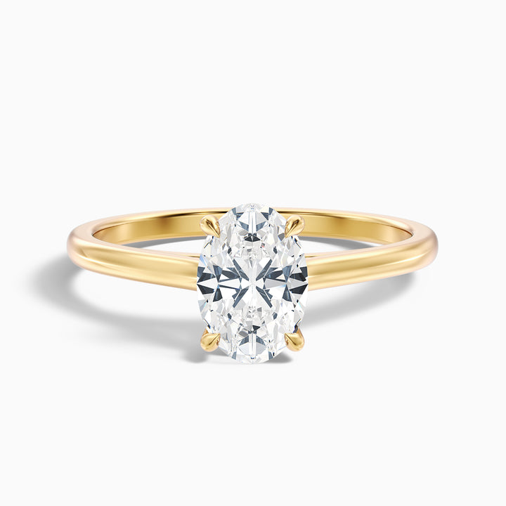 Love 2 Carat Oval Solitaire Moissanite Diamond Ring - Front View