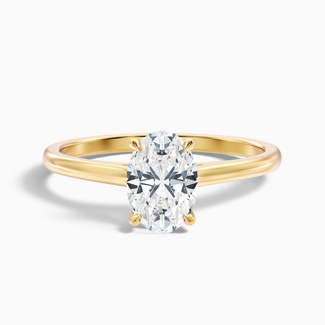 Rose 3.5 Carat Oval Solitaire Lab Grown Engagement Ring in Platinum - Front View