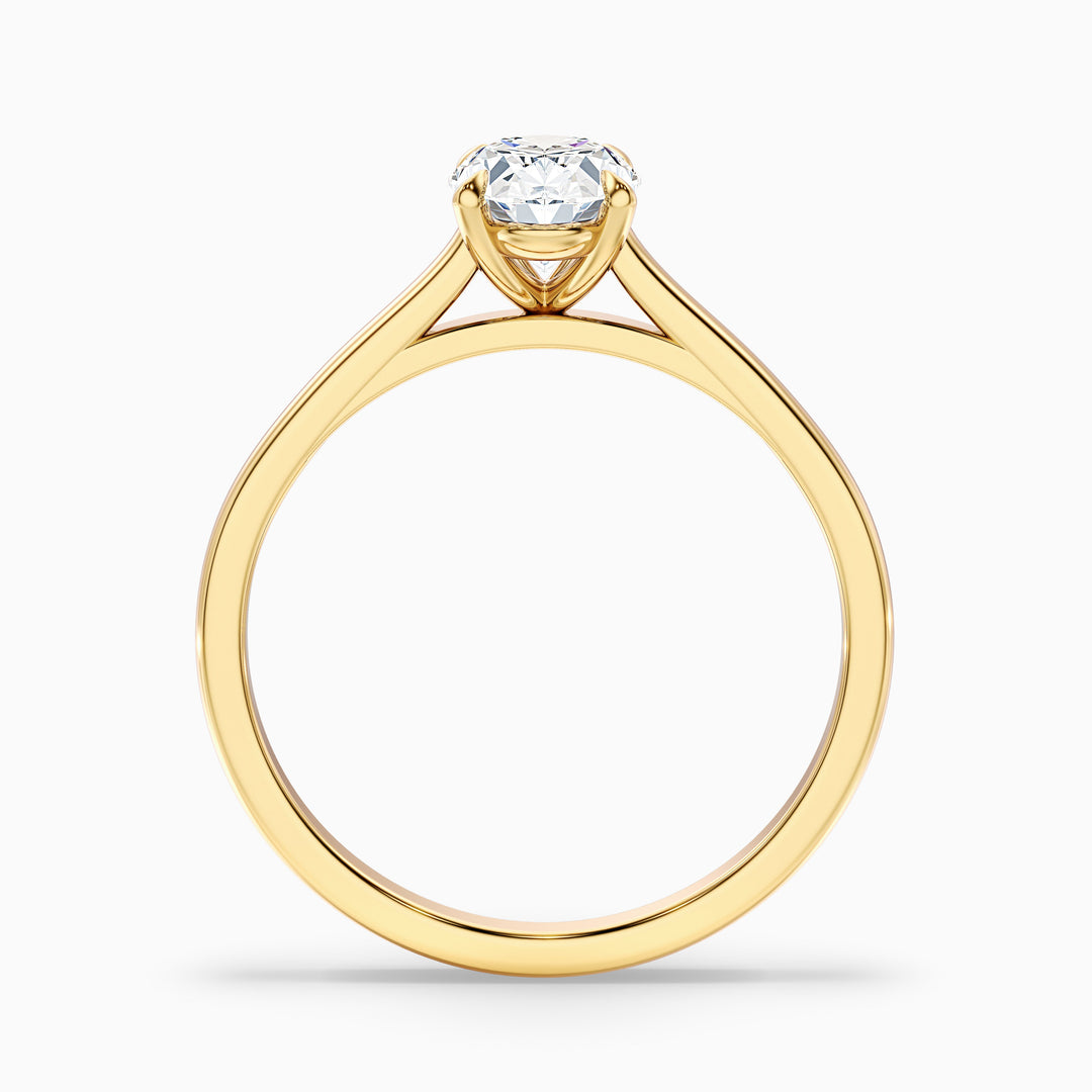 Rose 5 carat oval Solitaire Lab Grown Engagement Ring in 14k Rose Gold - Side View