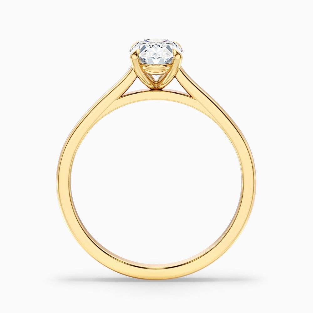 Rose 4 carat oval Solitaire Lab Grown Engagement Ring in 10k Yellow Gold - Side View