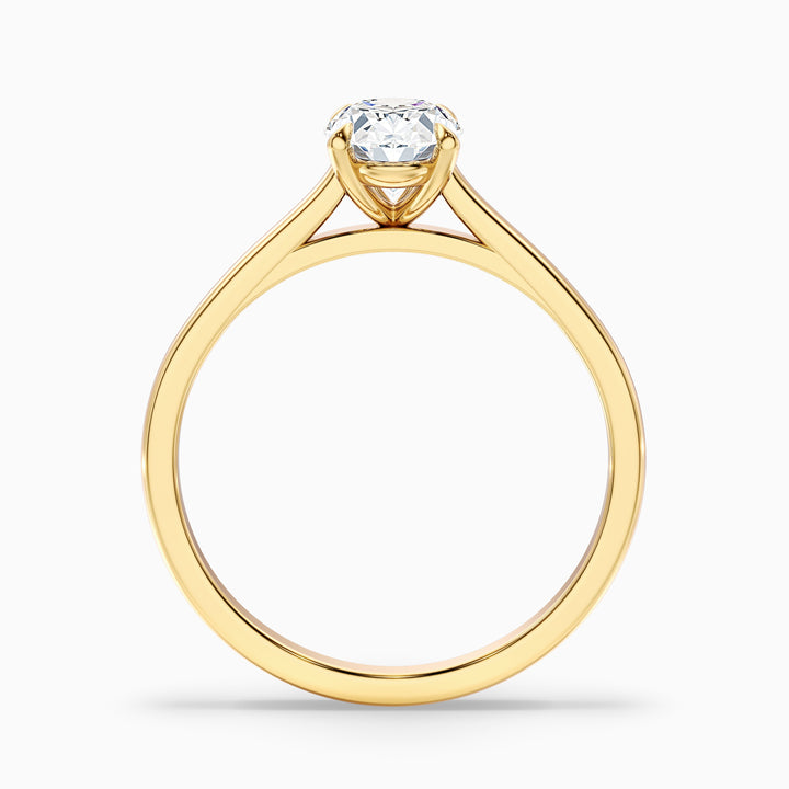 Rose 1.5 Carat Oval Solitaire Lab Grown Engagement Ring in Platinum - Side View
