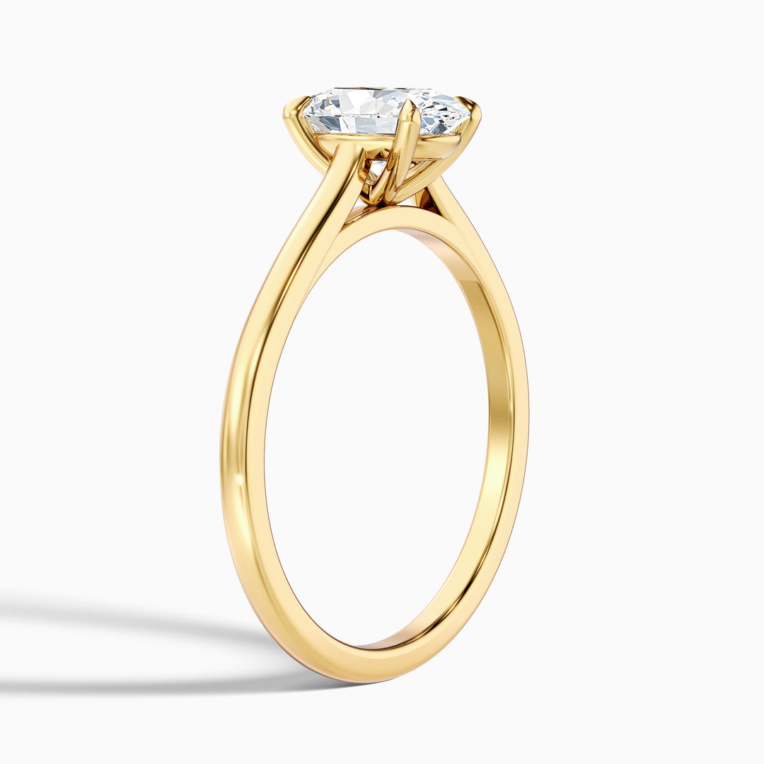 Rose 2 Carat Oval Solitaire Lab Grown Engagement Ring in 14k Rose Gold - Detail View