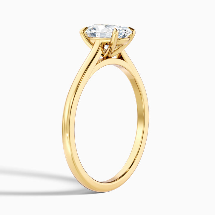 Rose 2 Carat Oval Solitaire Lab Grown Engagement Ring in 14k Rose Gold - Detail View