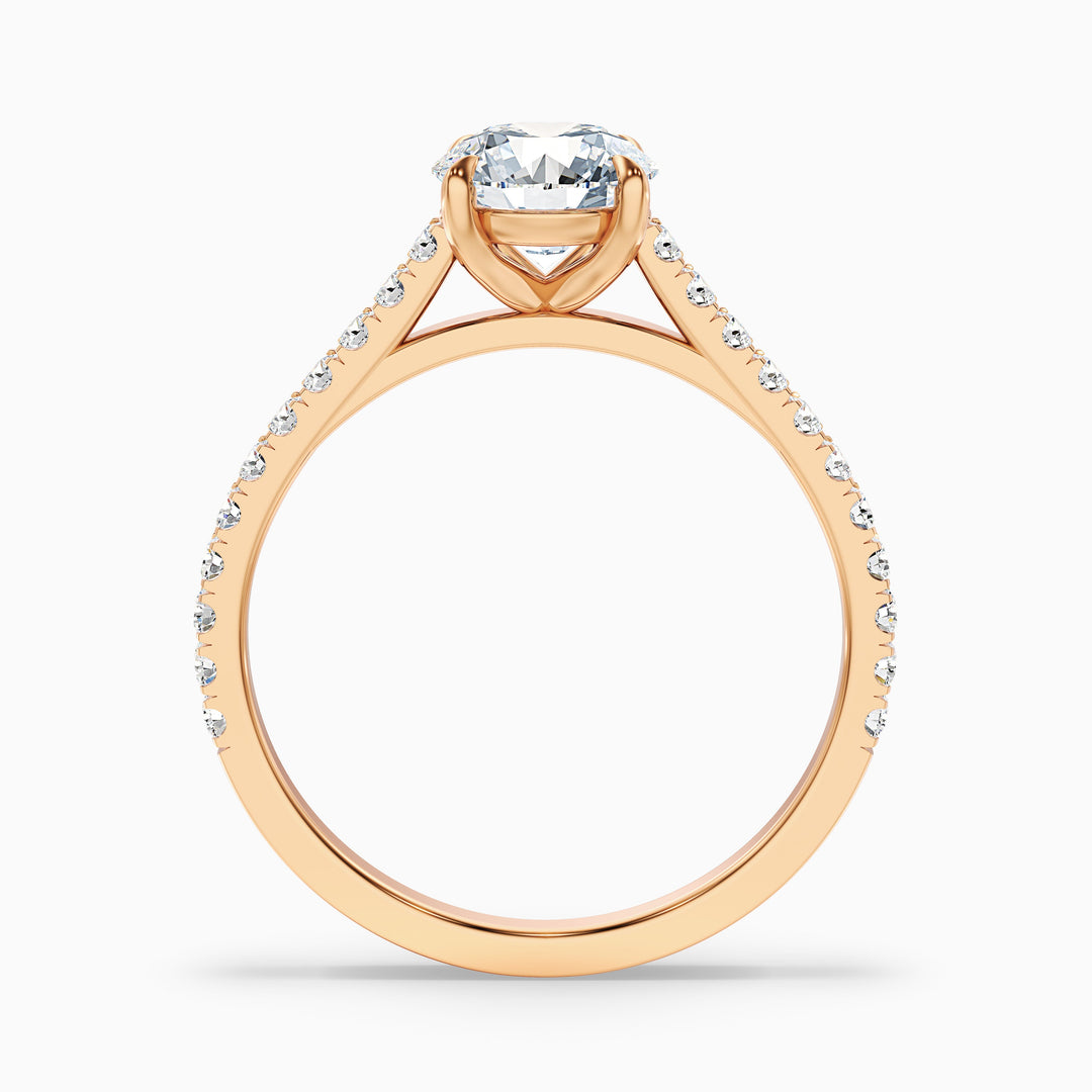 Riva 2 Carat Round Side Stone Pave Lab Grown Engagement Ring in Platinum - Side View