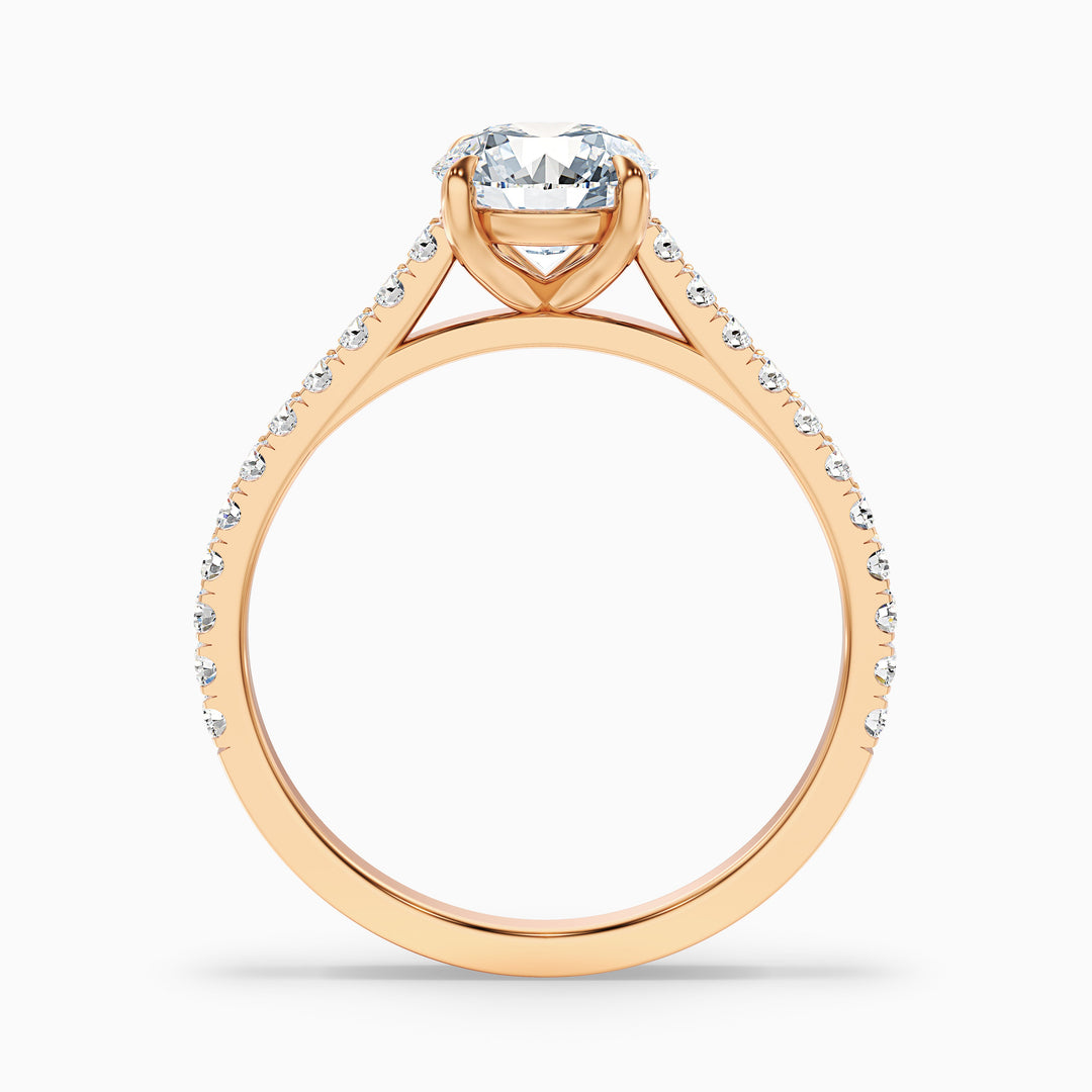 Riva 2 Carat Round Side Stone Pave Lab Grown Engagement Ring in 18k Yellow Gold - Side View