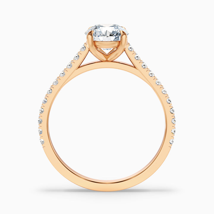 Riva 1.5 Carat Round Side Stone Pave Lab Grown Engagement Ring in 18k Rose Gold - Side View