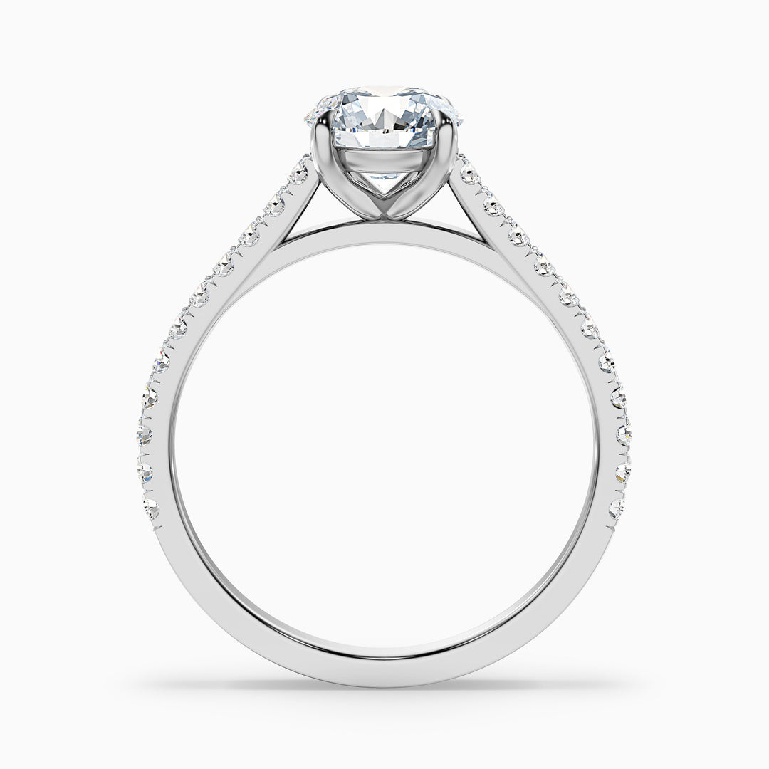 Riva 3.5 Carat Round Side Stone Pave Lab Grown Engagement Ring in Platinum - Side View