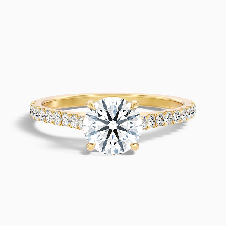 Riva 4.5 Carat Round Side Stone Pave Lab Grown Engagement Ring in Platinum - Front View