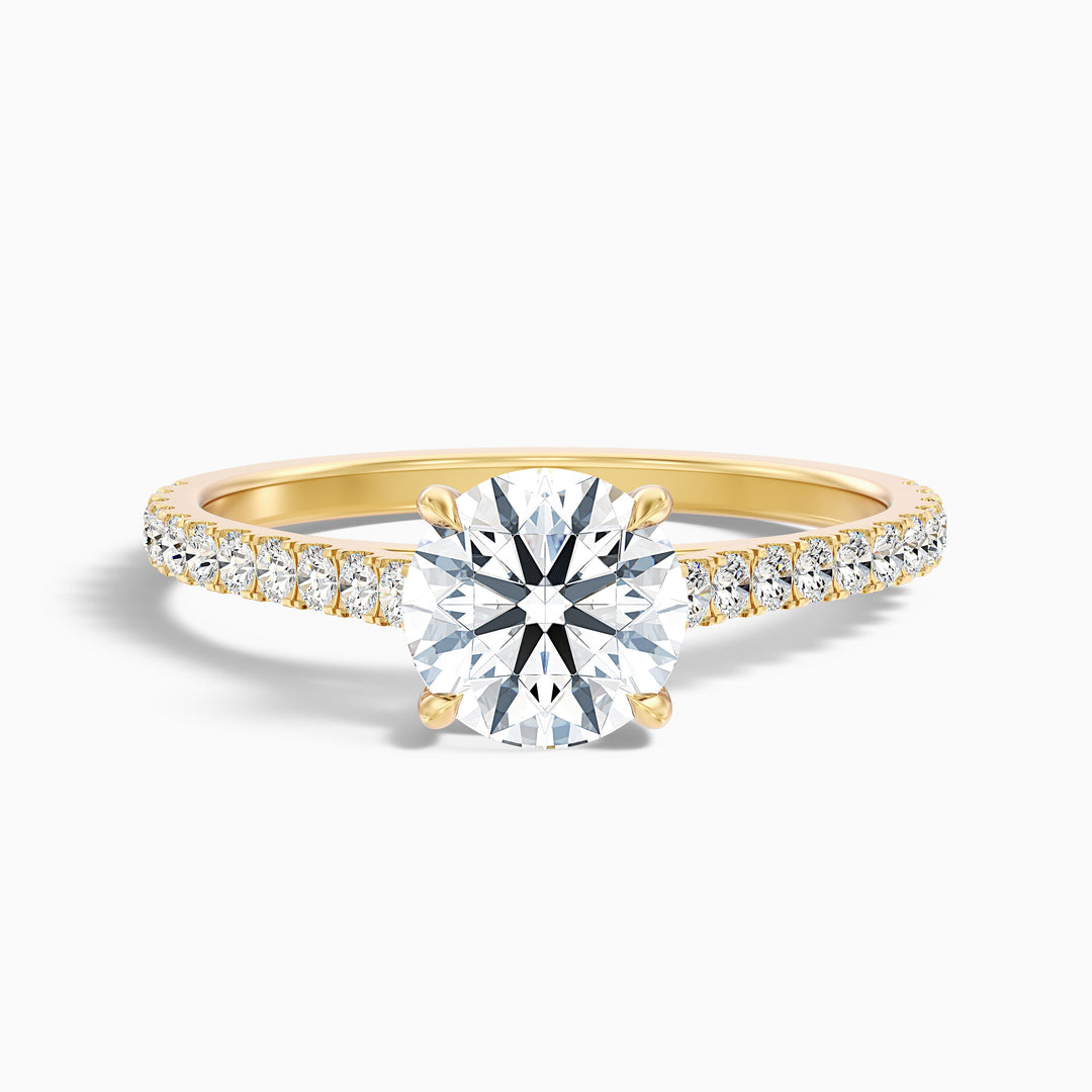 Riva 3.5 Carat Round Side Stone Pave Lab Grown Engagement Ring in Platinum - Front View