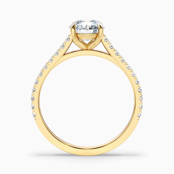 Riva 4.5 Carat Round Side Stone Pave Lab Grown Engagement Ring in Platinum - Side View