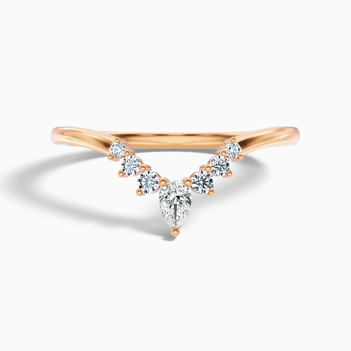 Peony Round Cut Crescent Shaped Lab Grown Diamond Wedding Band