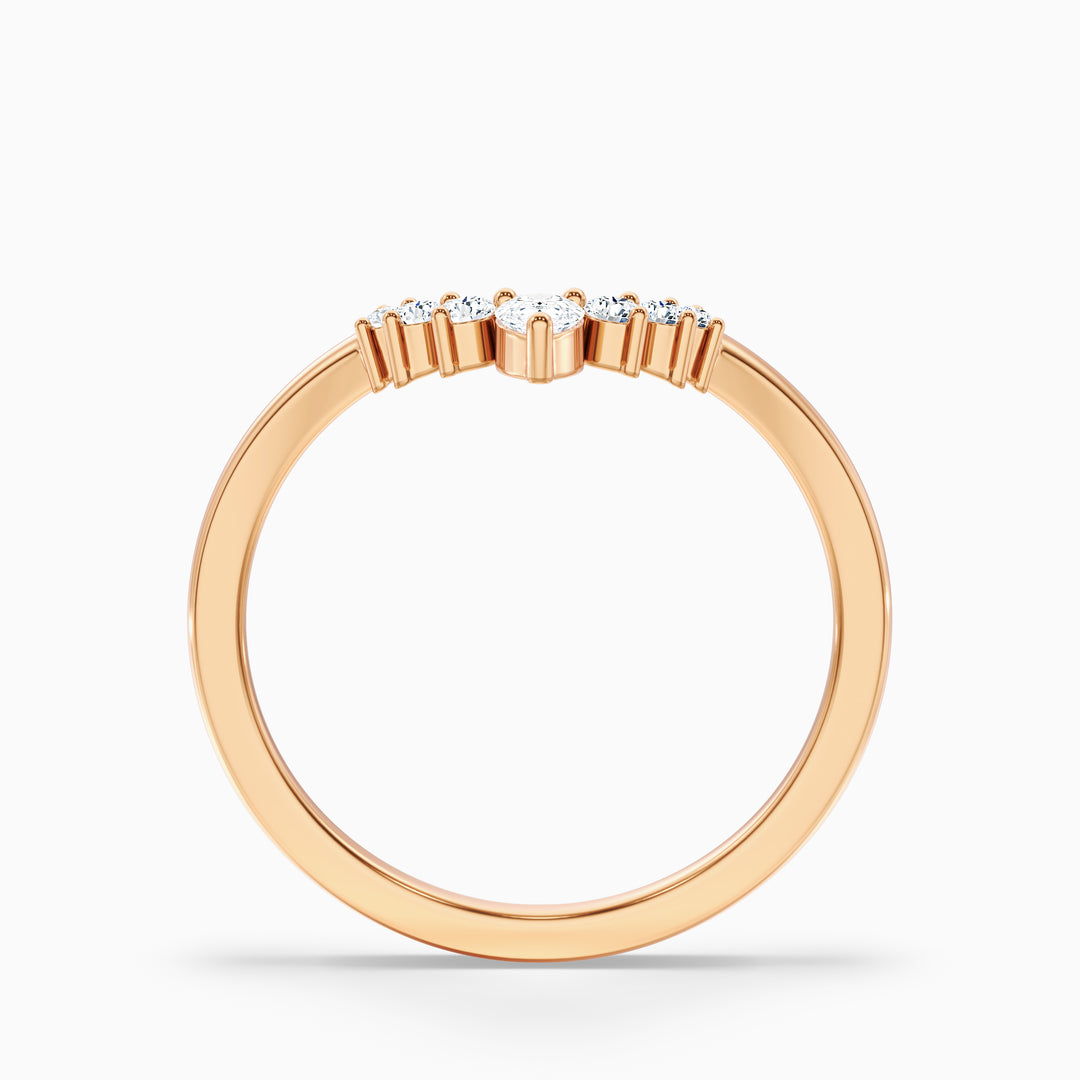 Peony Round Cut Crescent Shaped Lab Grown Diamond Wedding Band