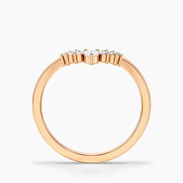 Peony Round Cut Crescent Shaped Lab Grown Diamond Wedding Band